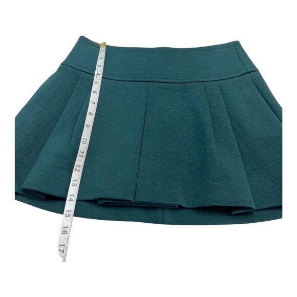 Vince Womens S Pleated Front Mini Skirt Dark Green Pockets Back Zip - Picture 4 of 6